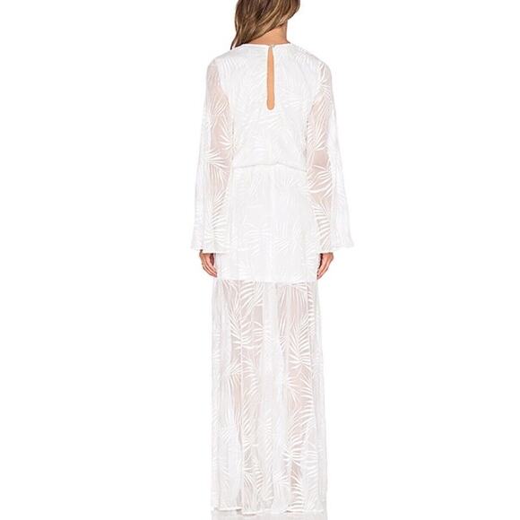 SHOW ME YOUR MUMU Juliet White Maxi Dress Bell Sleeves Sheer Bottom Revolve XS - Picture 3 of 9